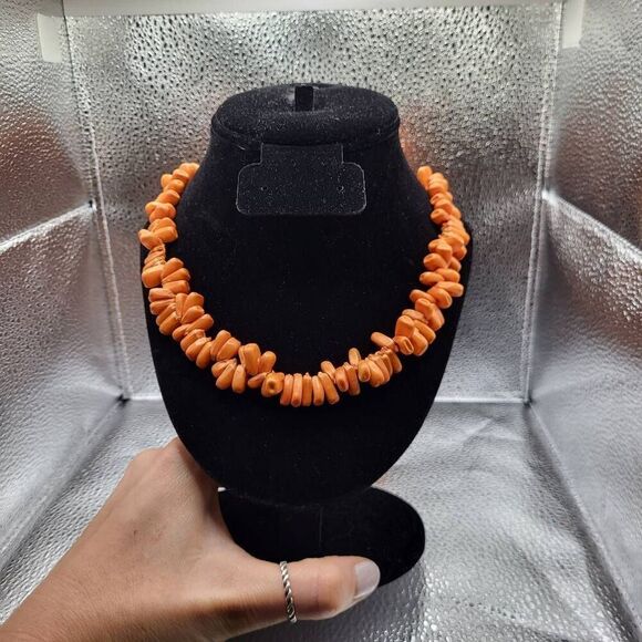 Native Artisan Long Orange Corn Kernel Necklace - 34" - Picture 1 of 3